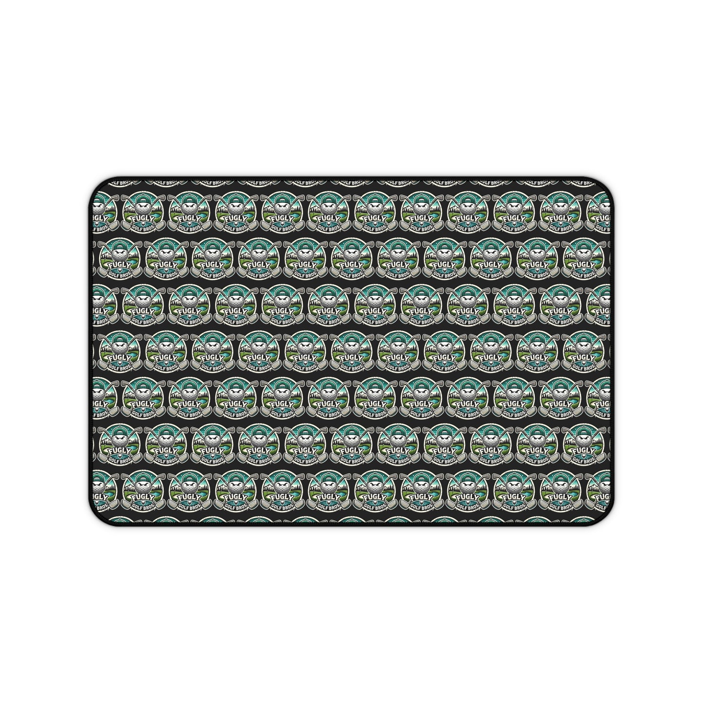 Gaming Desk Mat — Repeating Retro Gamer Emblem Pattern