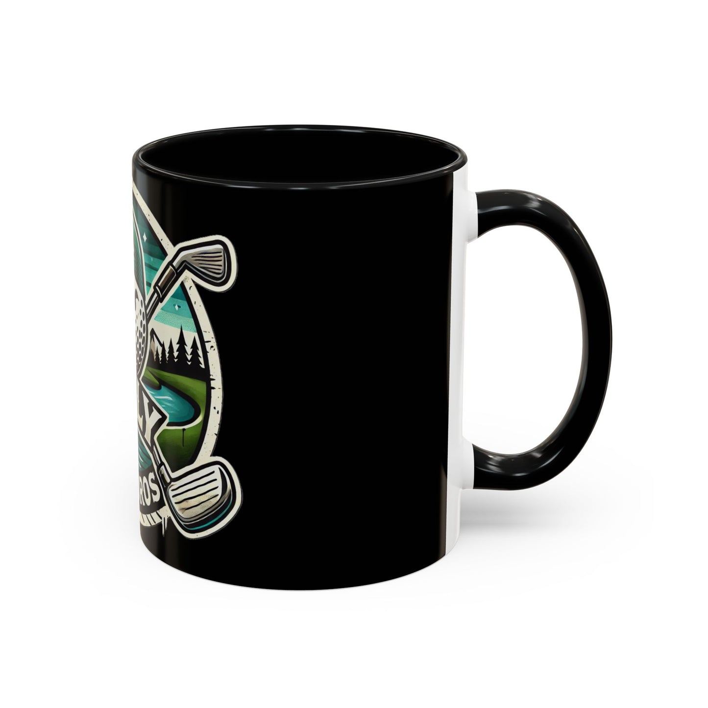 Fugly Golf Bros Accent Coffee Mug — Funny Golf Ball Logo 11/15oz