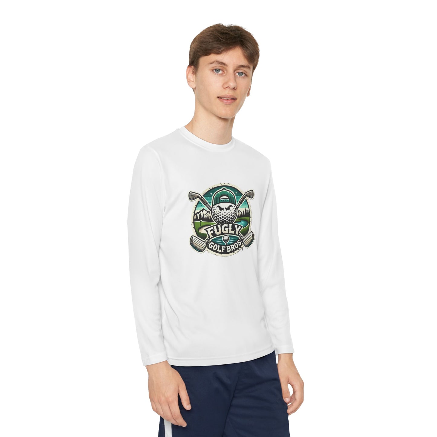 Youth Long Sleeve Tee — "Fugly Golf Bros" Golf Skull Logo