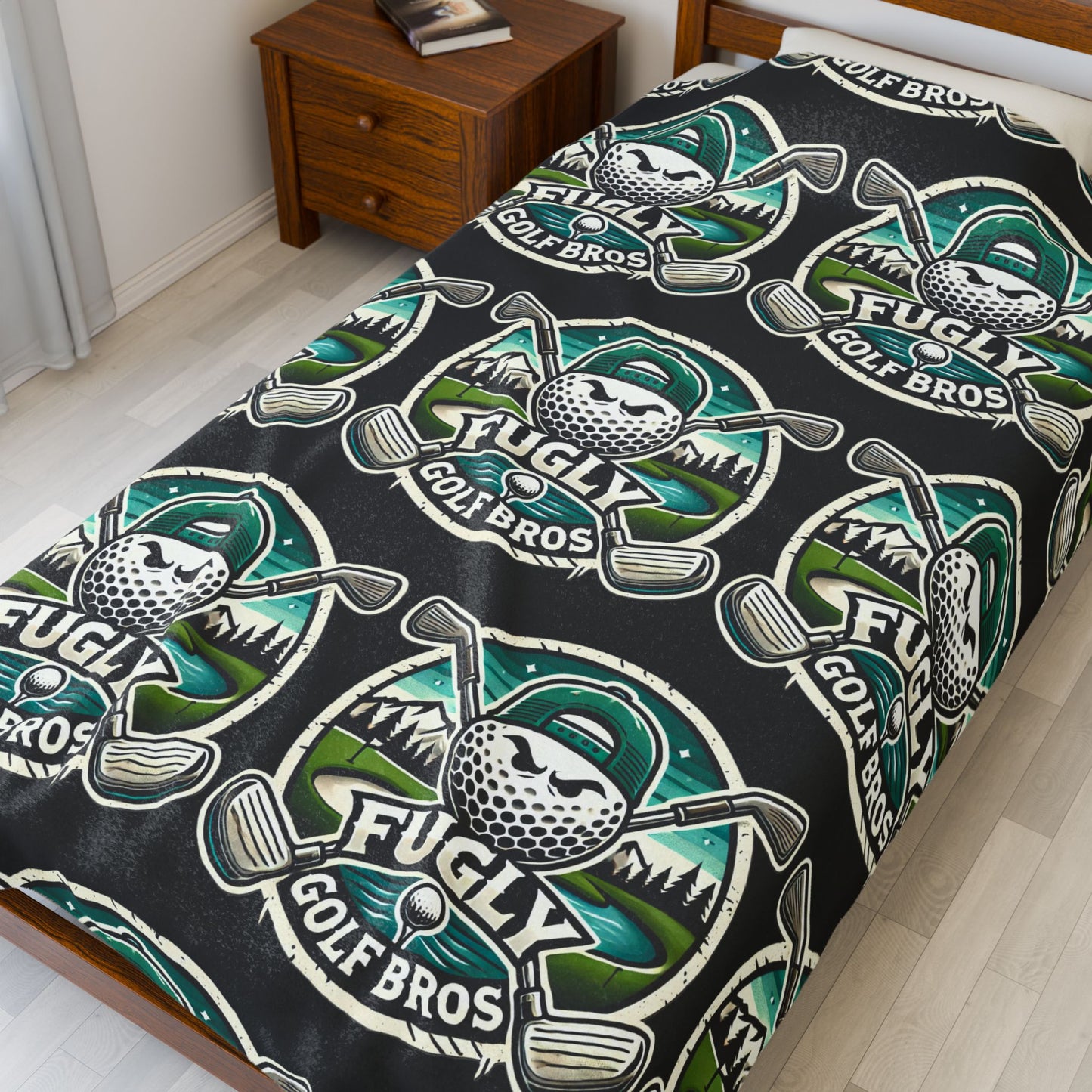 Fugly Golf Bros Velveteen Plush Blanket — Cozy Golf Logo Throw for Fans & Gifts