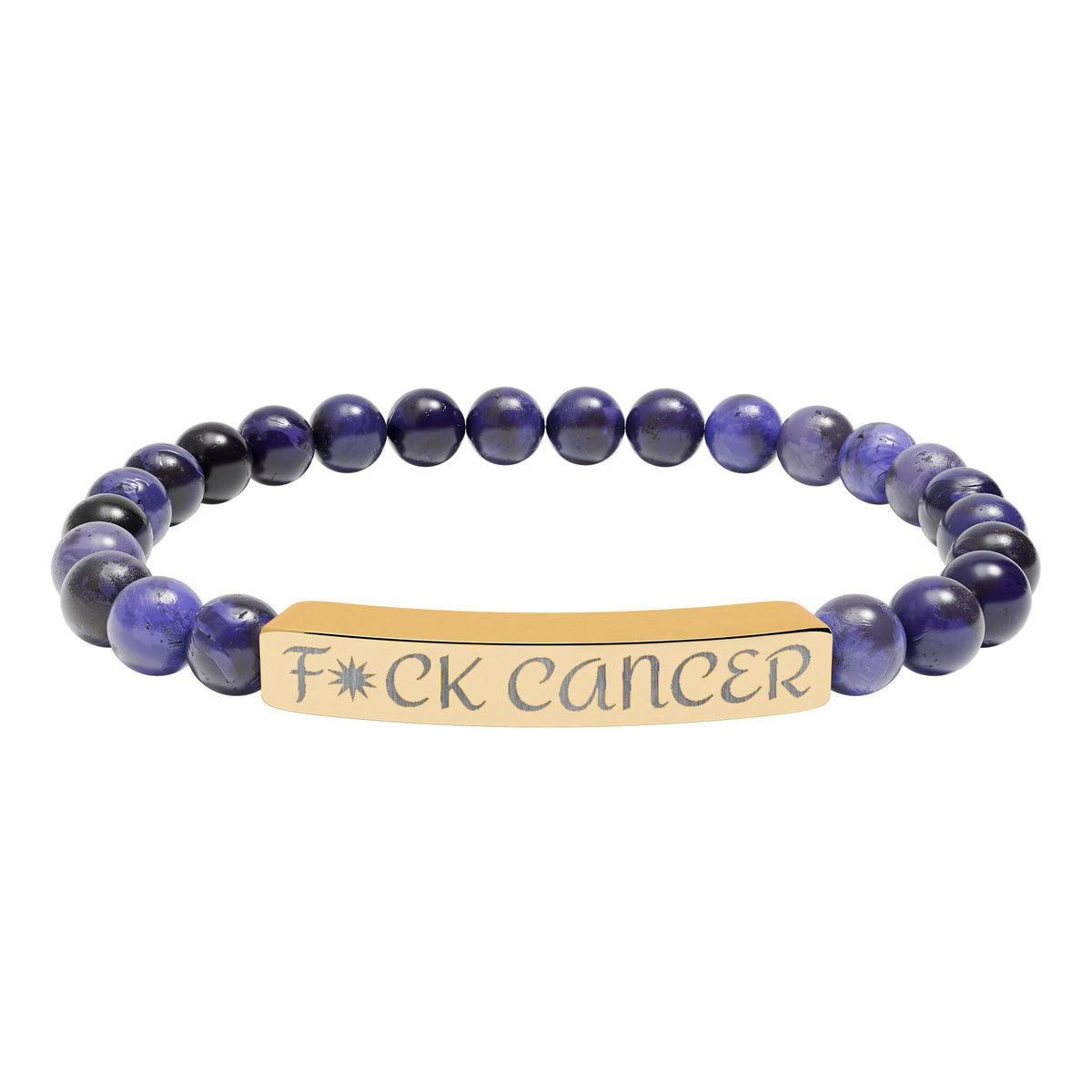 Engraved "F*ck Cancer" Natural Stone Stretch Bracelet