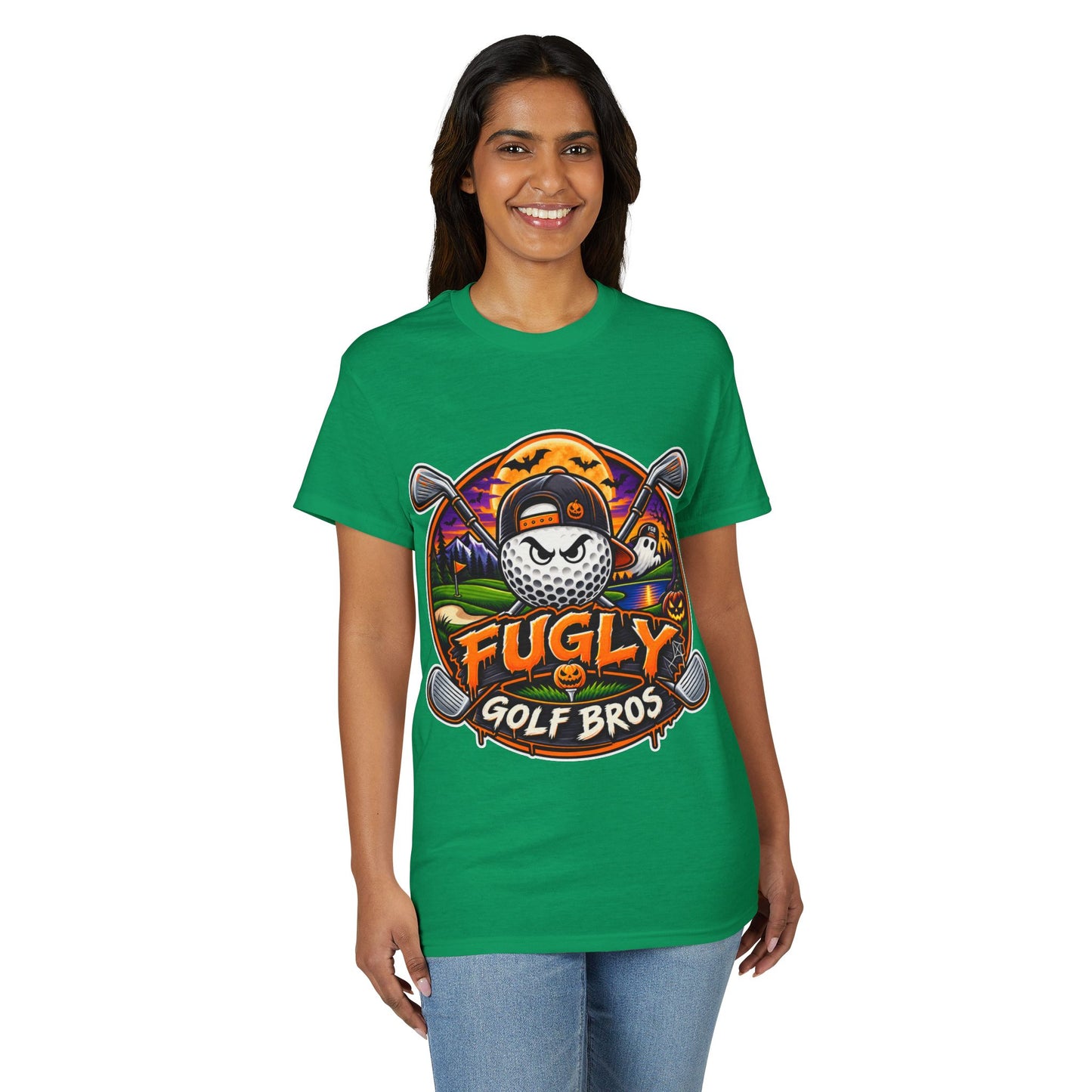 Fugly Golf Bros Graphic T-Shirt — Halloween Golf Skull Design