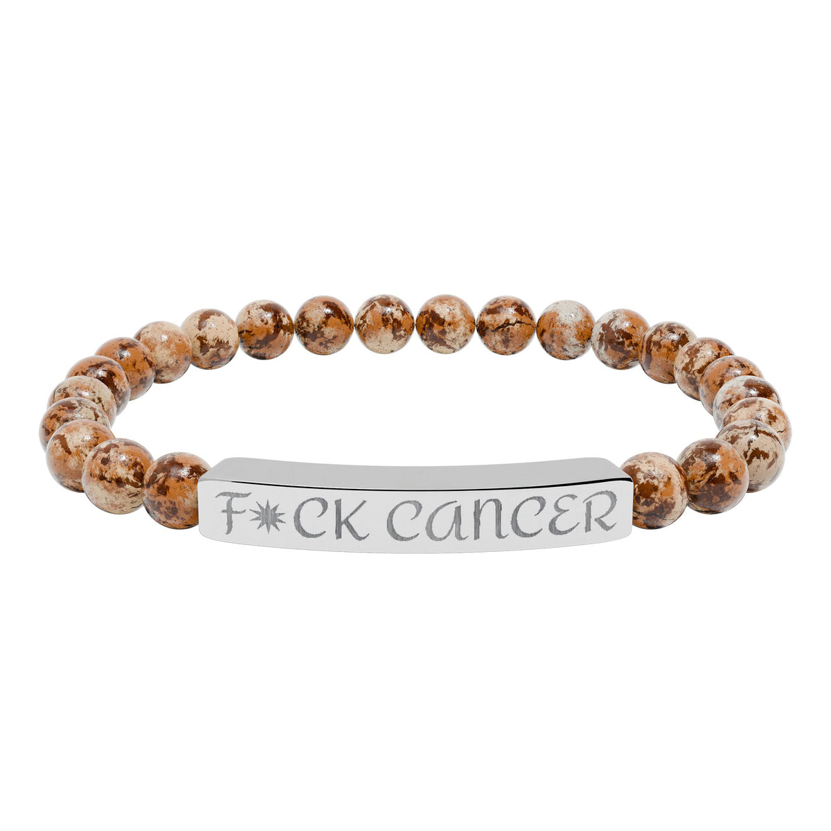 Engraved "F*ck Cancer" Natural Stone Stretch Bracelet