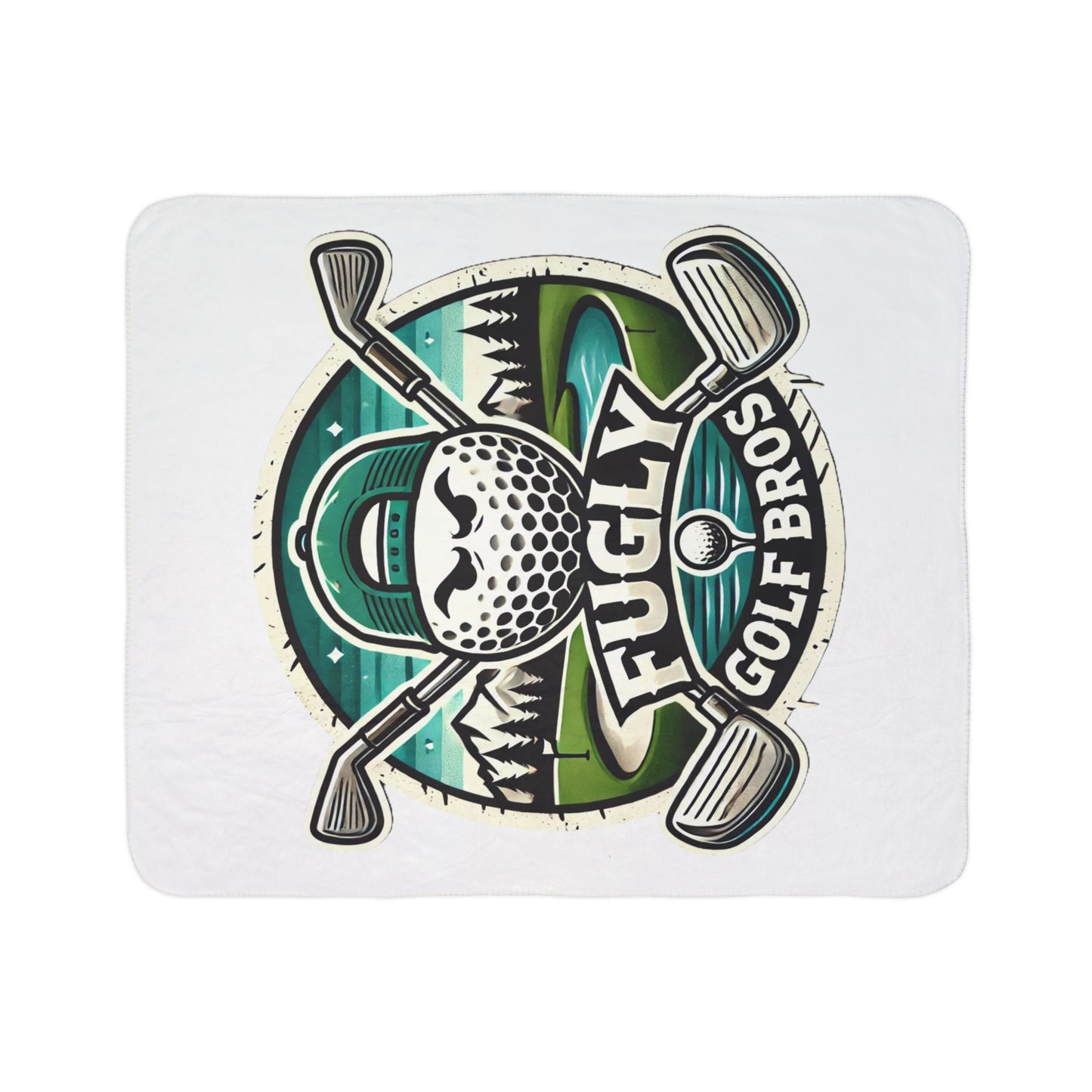 Fugly Golf Bros Sherpa Blanket — Funny Golf Ball Logo Fleece Throw