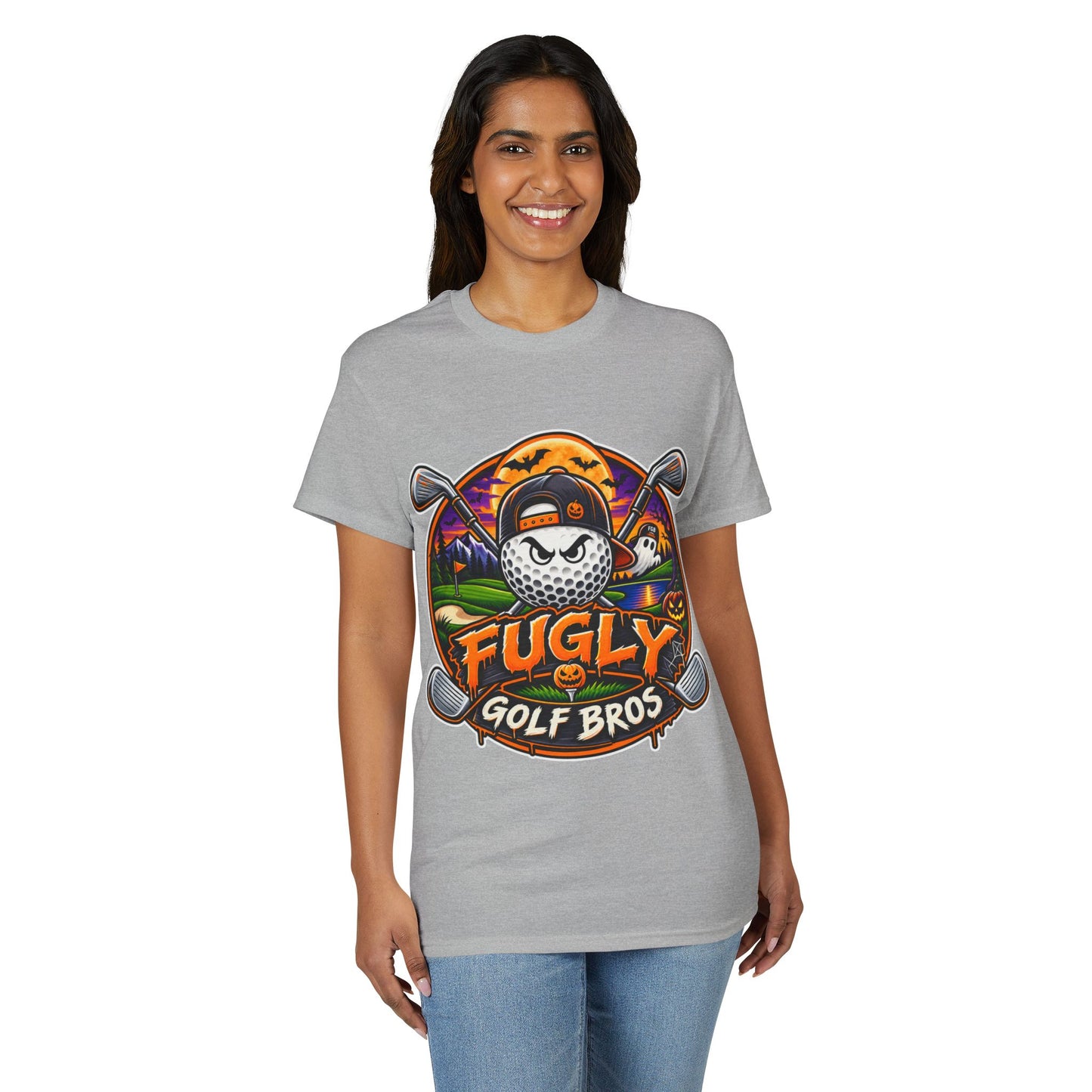 Fugly Golf Bros Graphic T-Shirt — Halloween Golf Skull Design