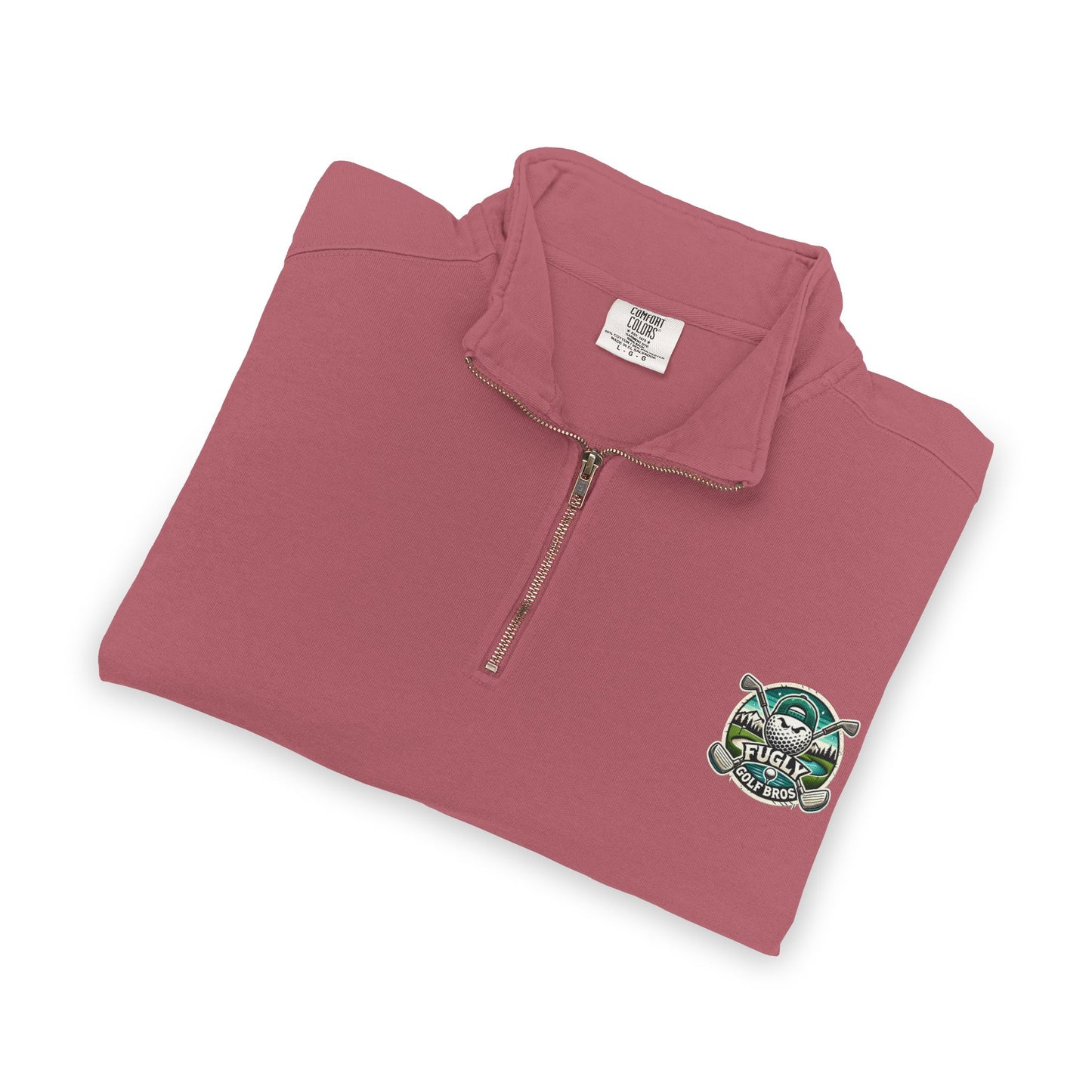 Quarter-Zip Sweatshirt — Retro Green 'Cursed Crew' Patch Design