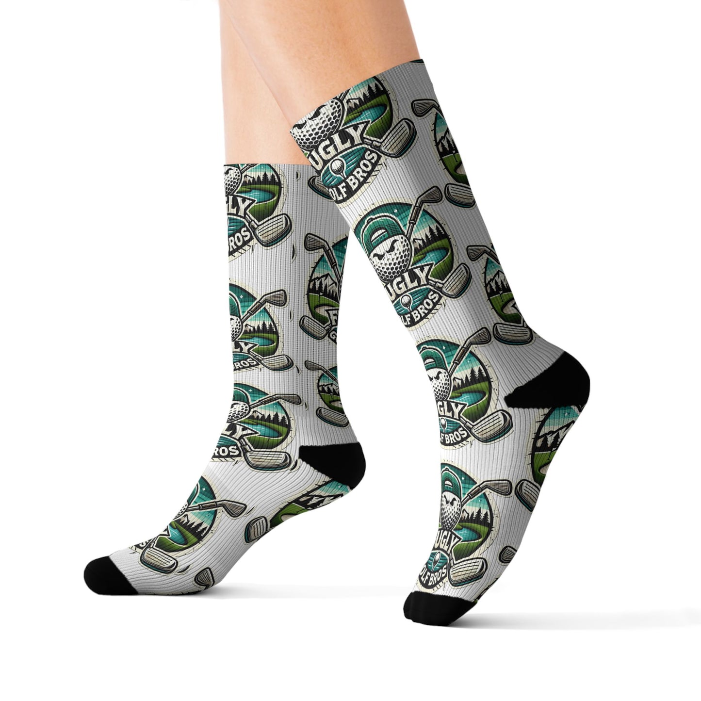 Cannabis Leaf & Crossed Pipes Sublimation Socks — 420 Stoner Graphic Crew Socks