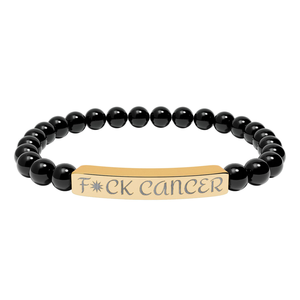 Engraved "F*ck Cancer" Natural Stone Stretch Bracelet