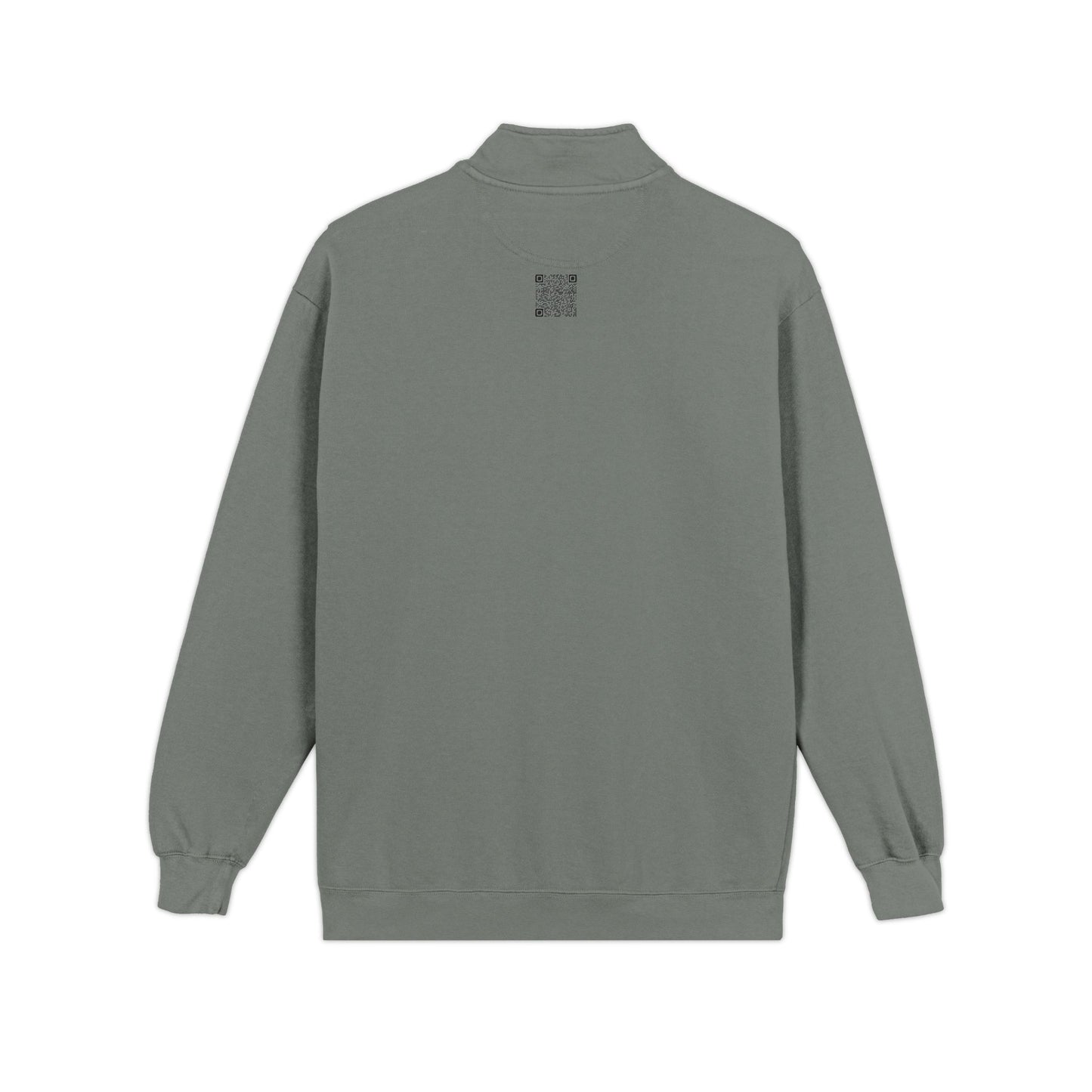 Quarter-Zip Sweatshirt — Retro Green 'Cursed Crew' Patch Design