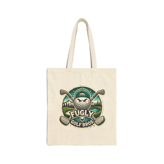 Golf Bros 'Fugly' Canvas Tote Bag – Funny Golf Logo Eco Shopper with QR Code