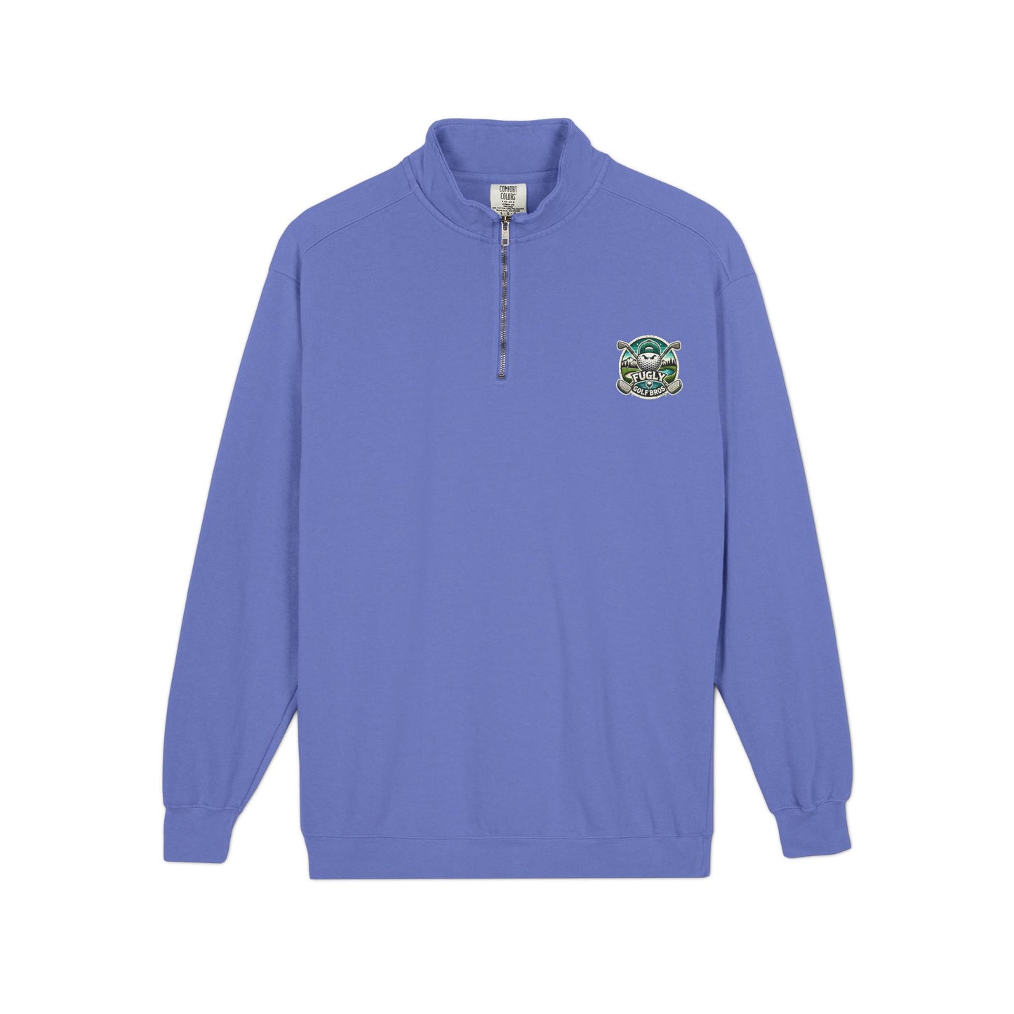 Quarter-Zip Sweatshirt — Retro Green 'Cursed Crew' Patch Design