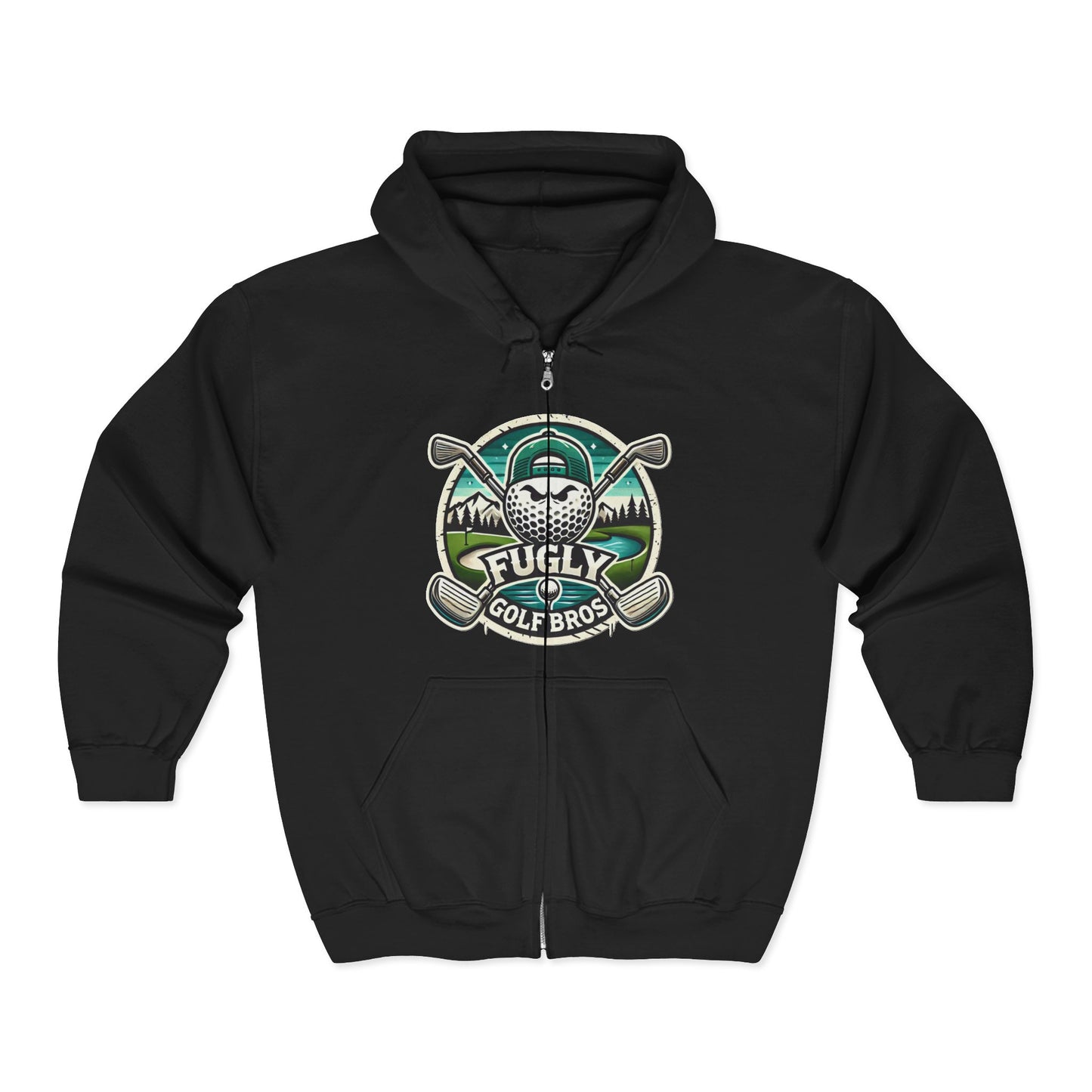 Golf Bros Full-Zip Hoodie — “Fugly” Vintage Golf Club Design