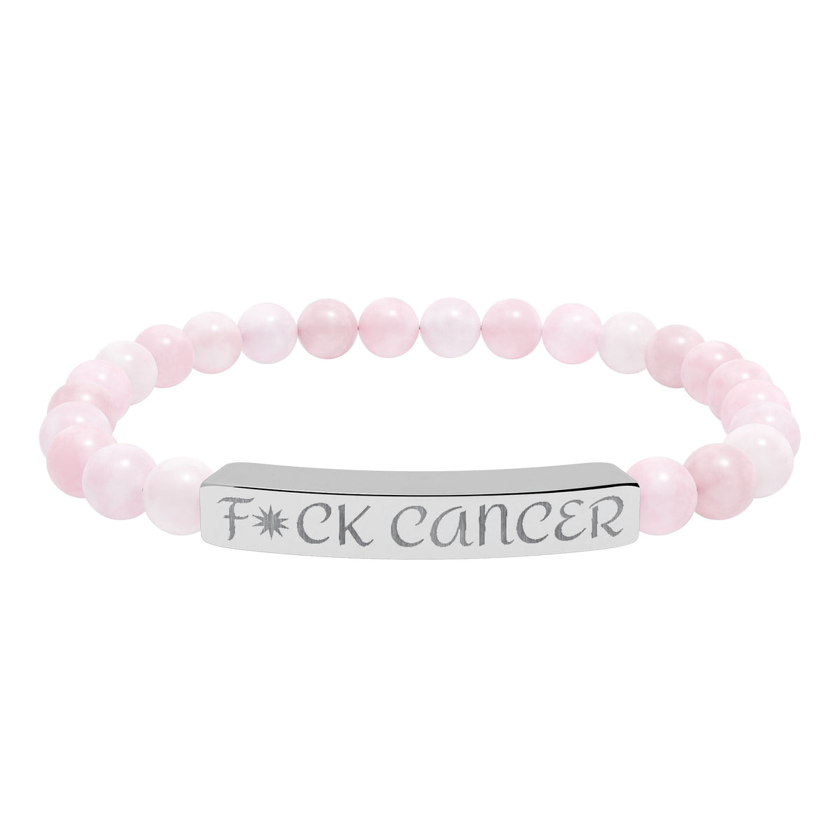 Engraved "F*ck Cancer" Natural Stone Stretch Bracelet