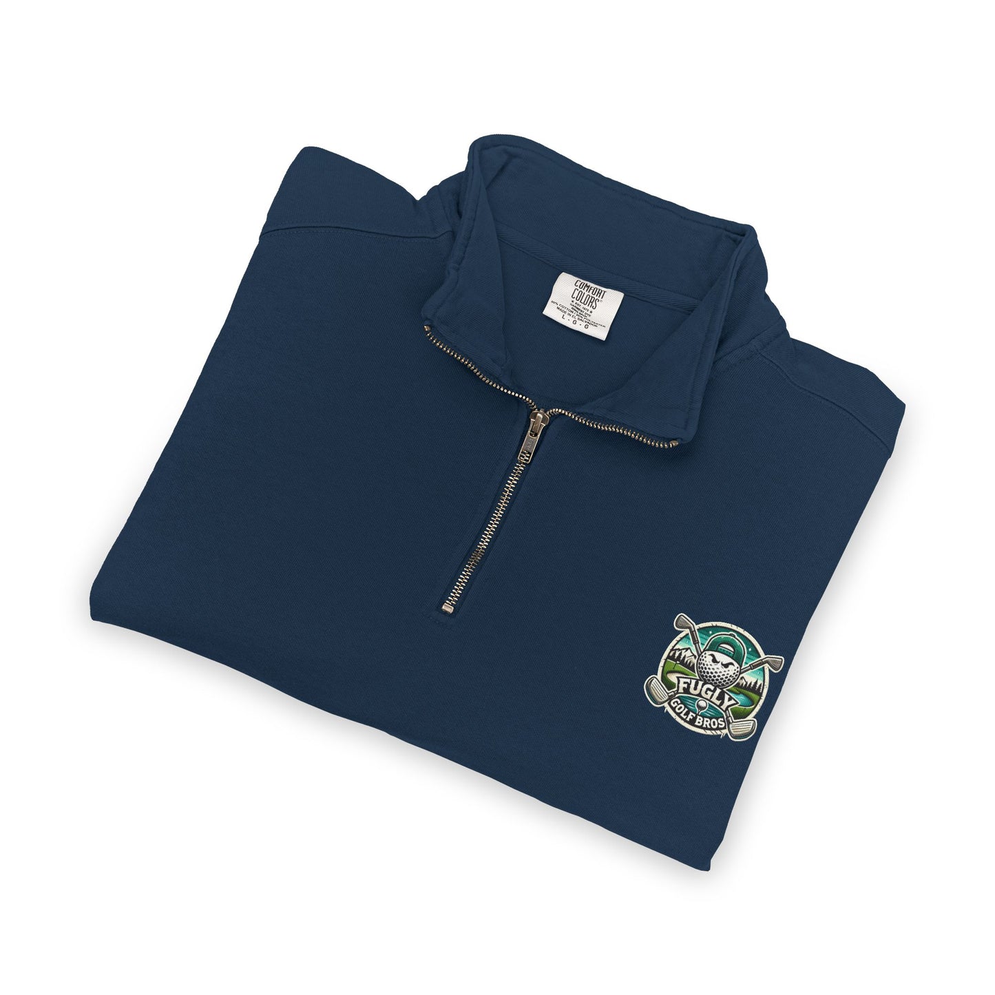 Quarter-Zip Sweatshirt — Retro Green 'Cursed Crew' Patch Design