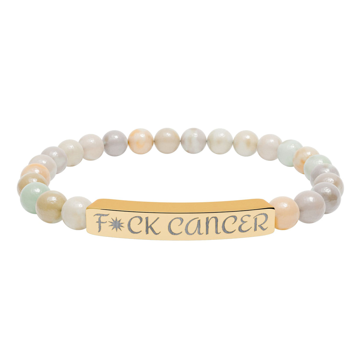 Engraved "F*ck Cancer" Natural Stone Stretch Bracelet