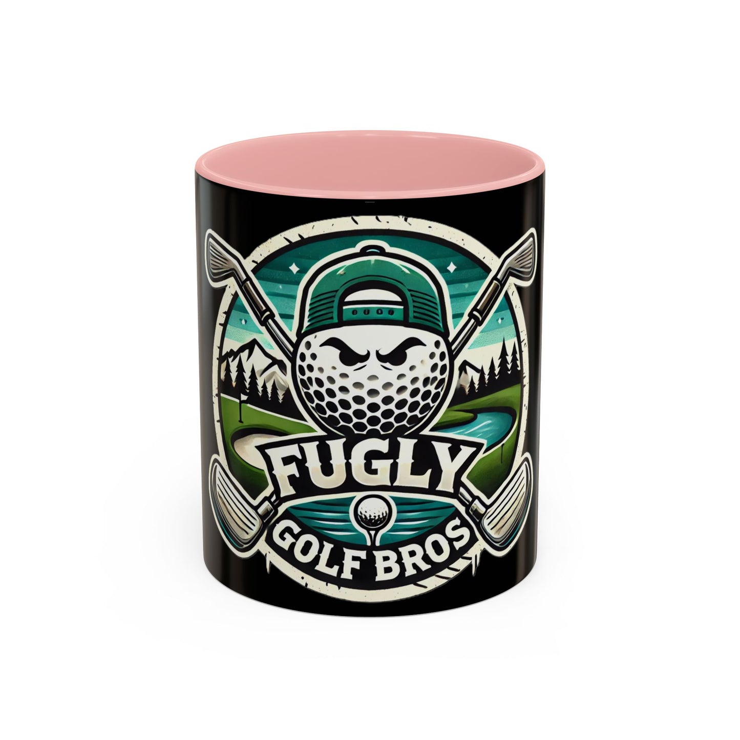 Fugly Golf Bros Accent Coffee Mug — Funny Golf Ball Logo 11/15oz