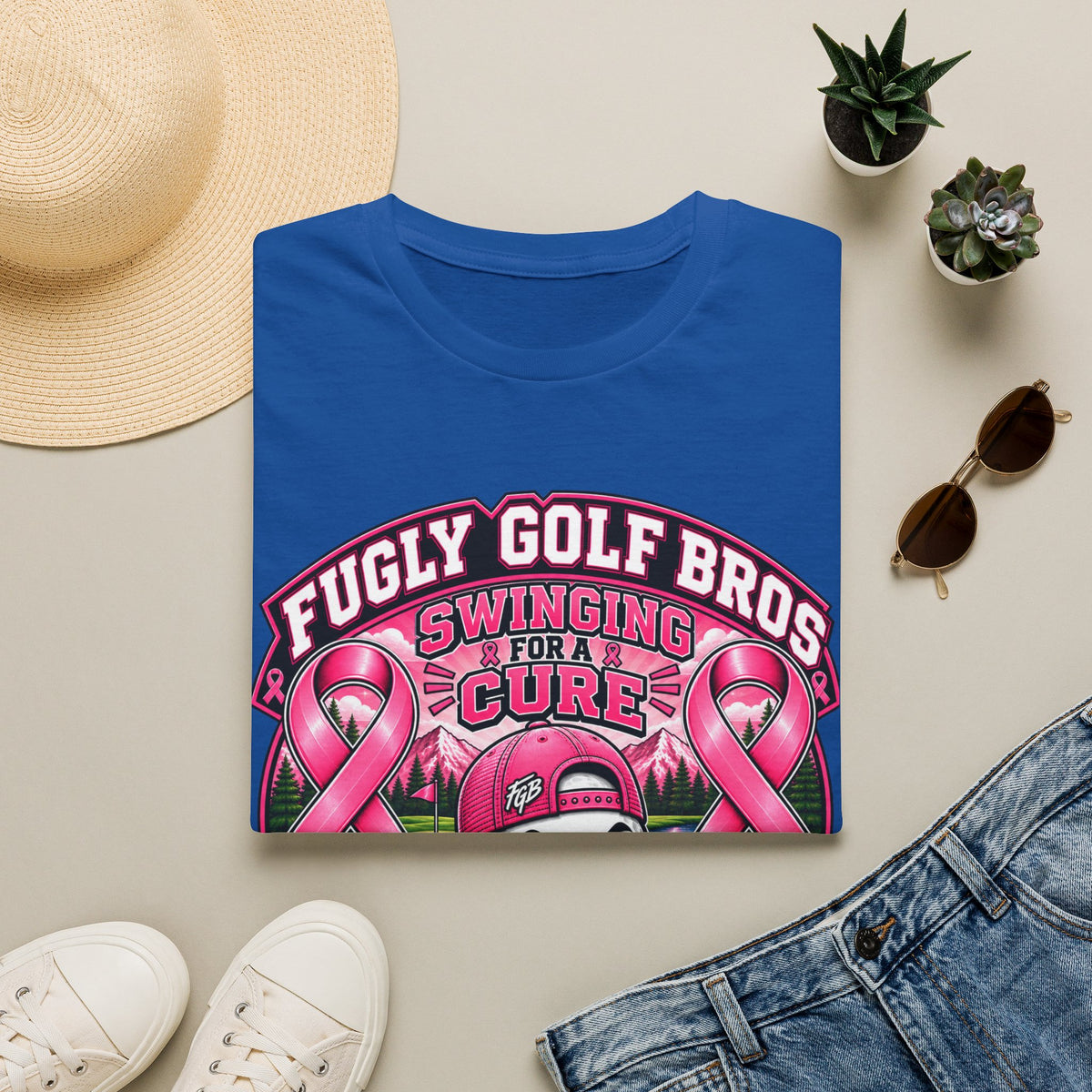Swinging for a Cure Golf T-Shirt — Fugly Golf Bros Breast Cancer Awareness