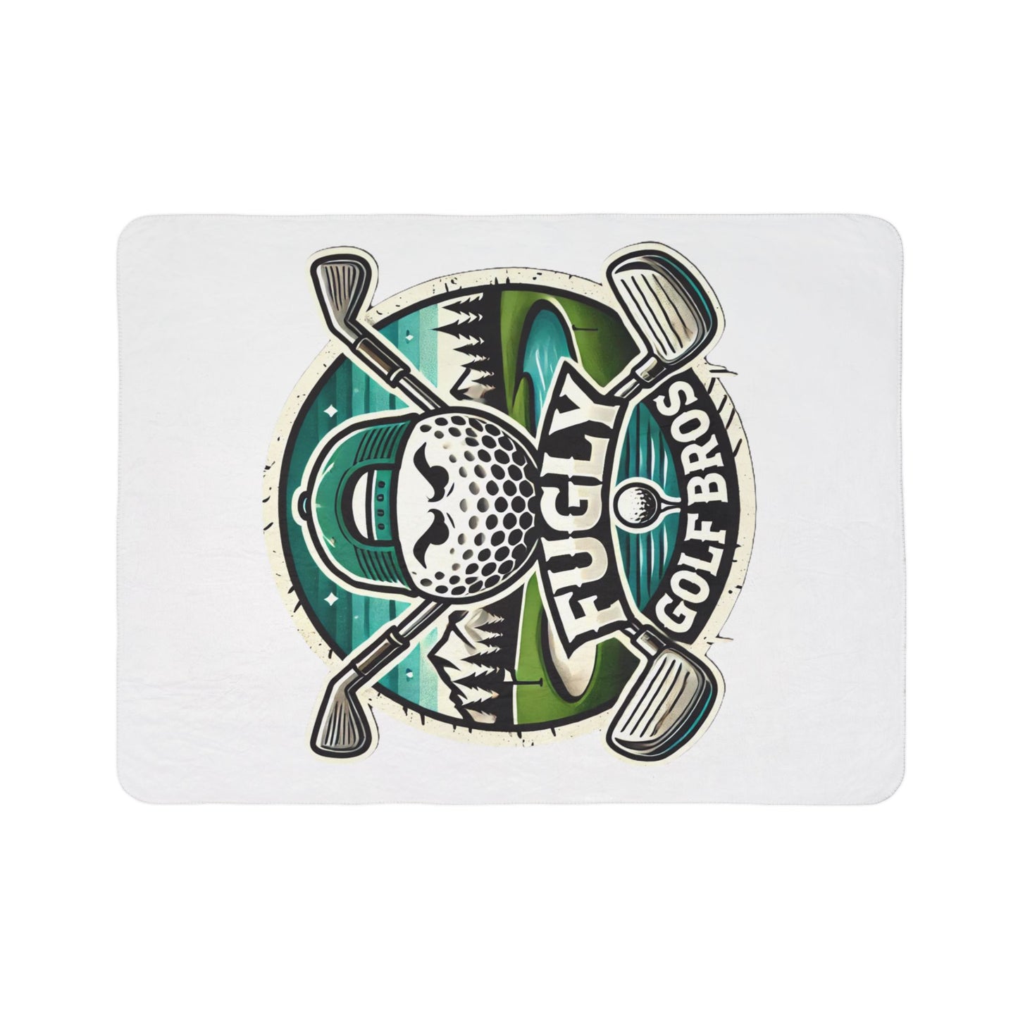 Fugly Golf Bros Sherpa Blanket — Funny Golf Ball Logo Fleece Throw