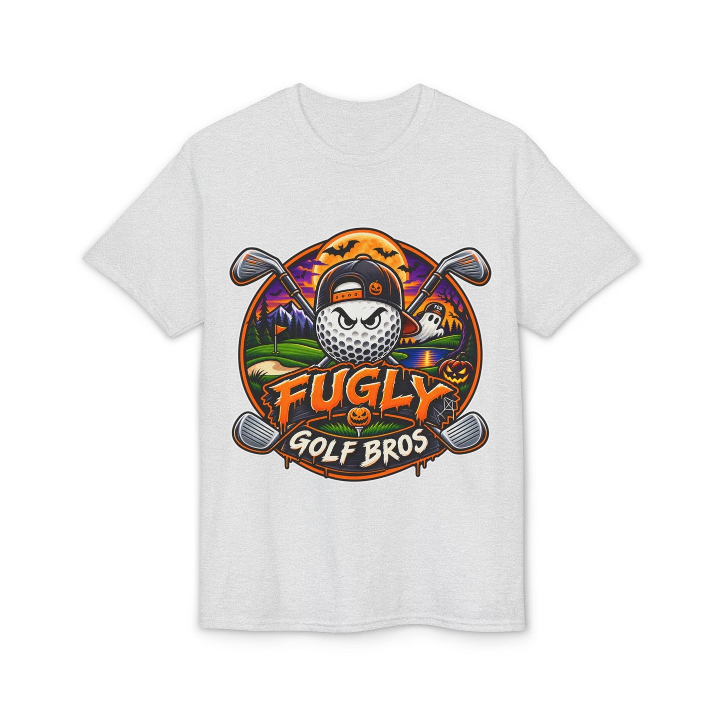 Fugly Golf Bros Graphic T-Shirt — Halloween Golf Skull Design