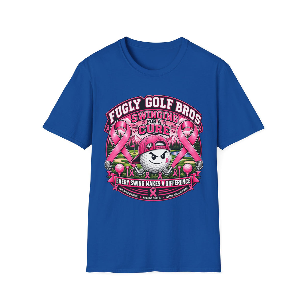 Swinging for a Cure Golf T-Shirt — Fugly Golf Bros Breast Cancer Awareness