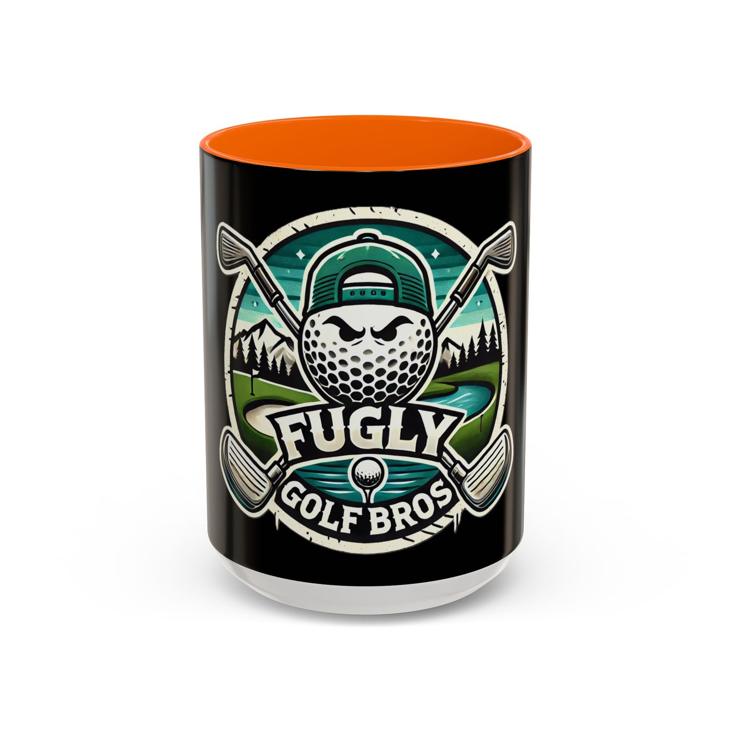 Fugly Golf Bros Accent Coffee Mug — Funny Golf Ball Logo 11/15oz