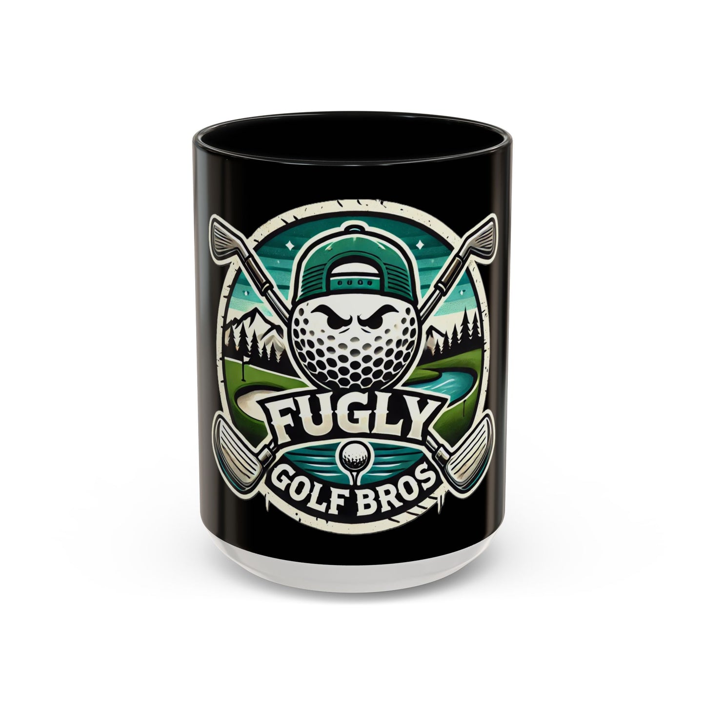 Fugly Golf Bros Accent Coffee Mug — Funny Golf Ball Logo 11/15oz