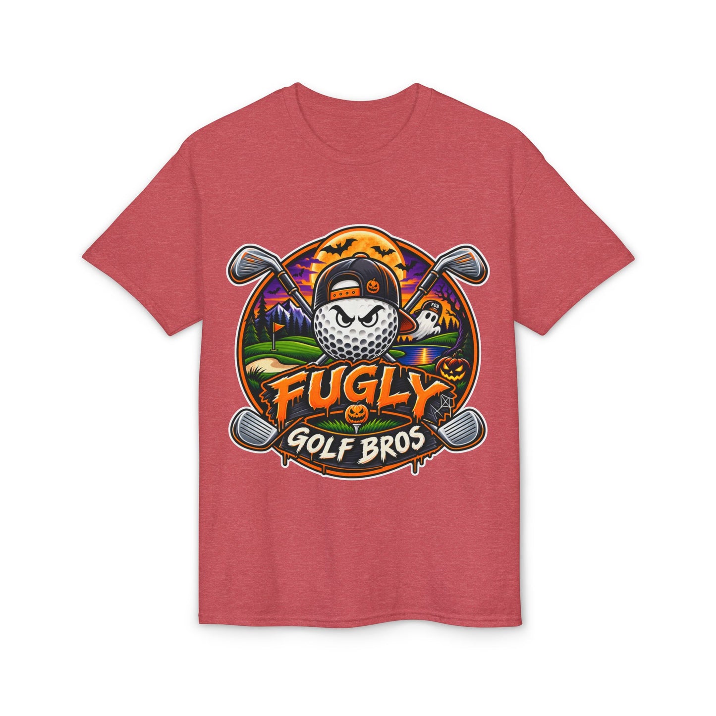 Fugly Golf Bros Graphic T-Shirt — Halloween Golf Skull Design
