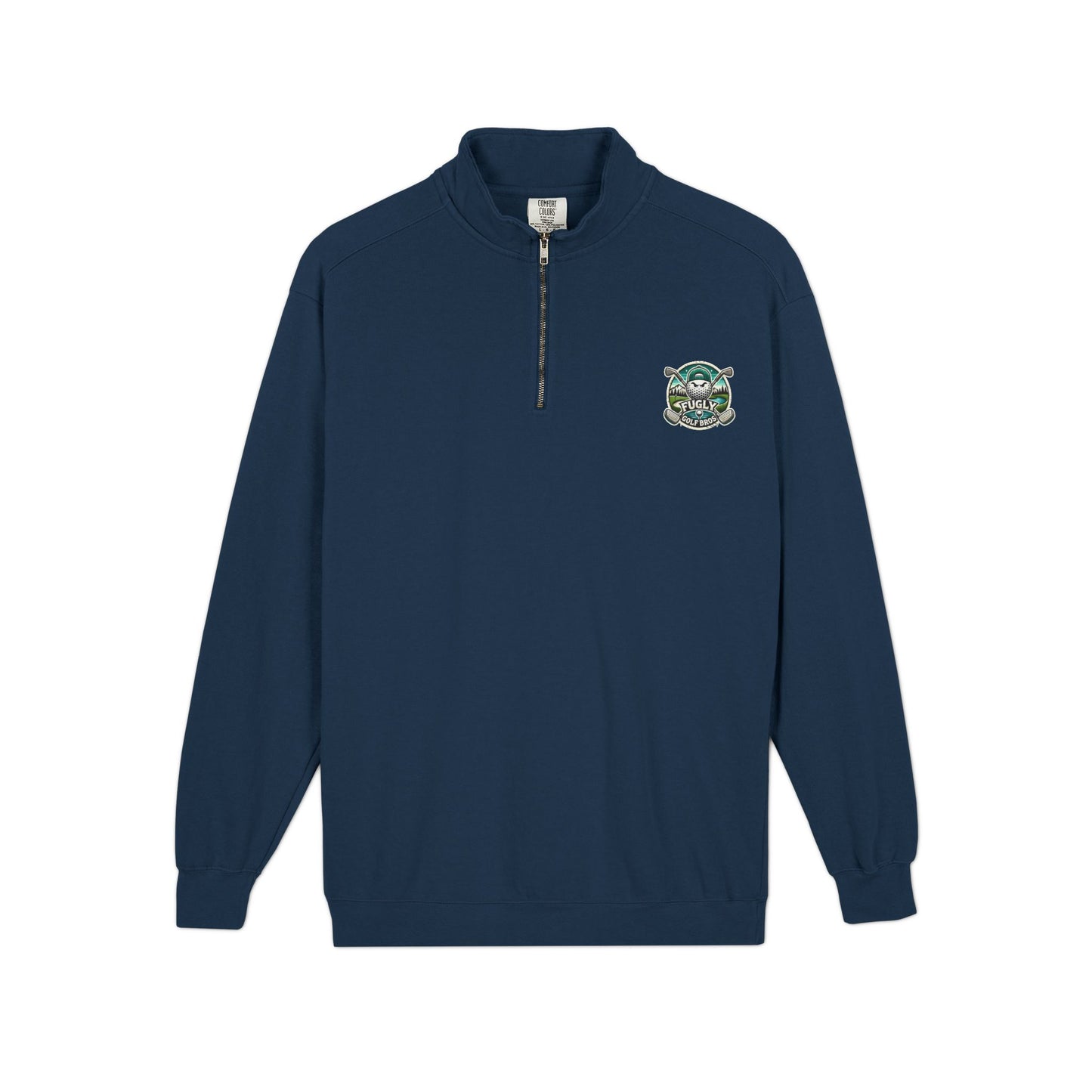 Quarter-Zip Sweatshirt — Retro Green 'Cursed Crew' Patch Design