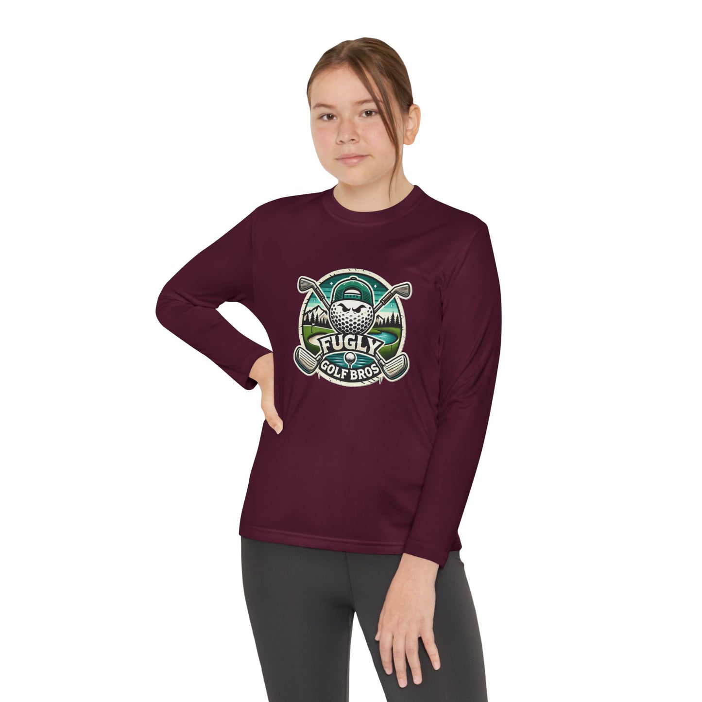 Youth Long Sleeve Tee — "Fugly Golf Bros" Golf Skull Logo