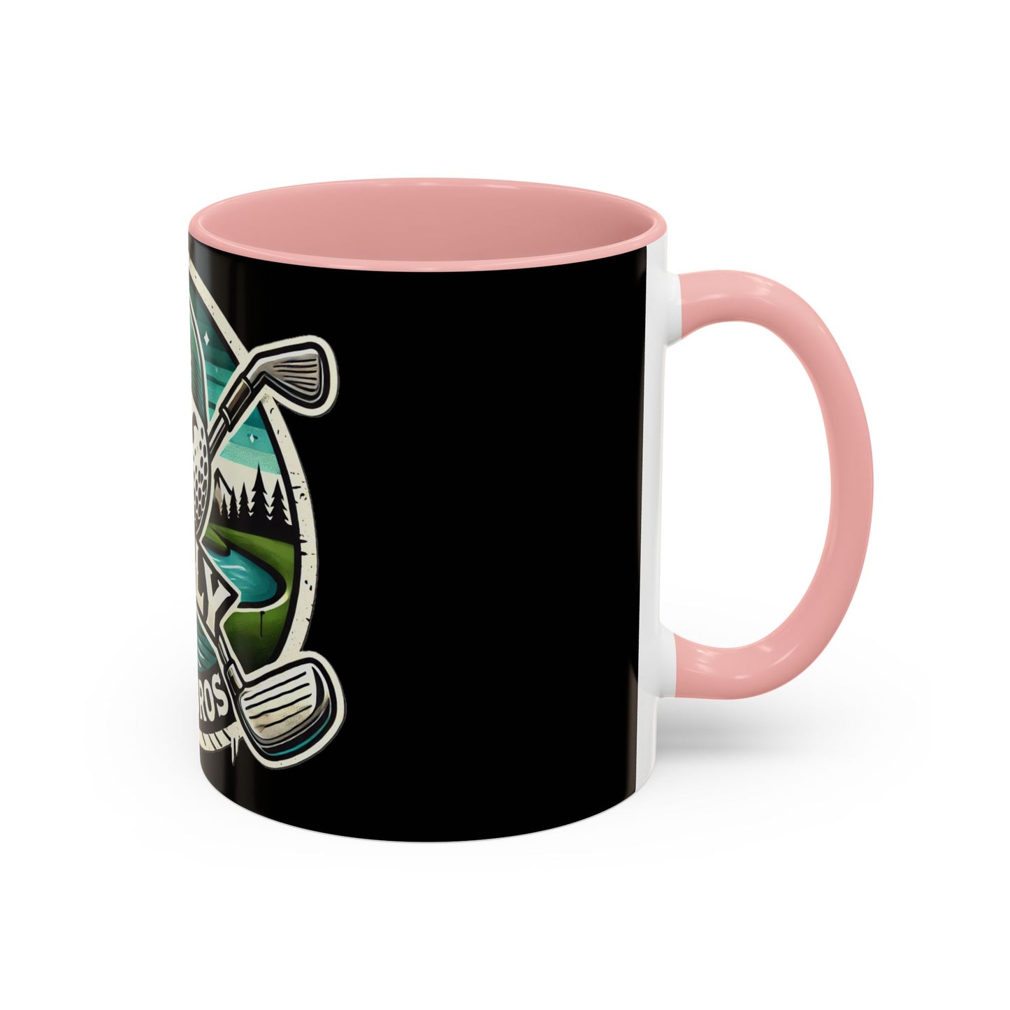 Fugly Golf Bros Accent Coffee Mug — Funny Golf Ball Logo 11/15oz