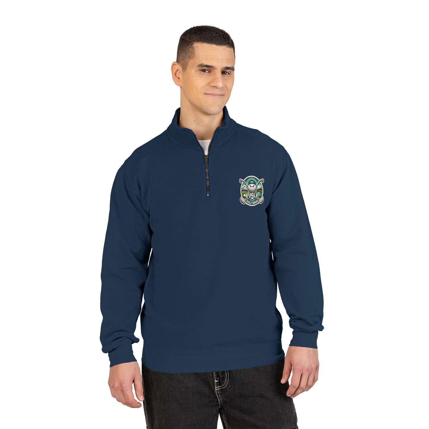Turtle Crewneck Quarter‑Zip Sweatshirt — Vintage Green Coastal Graphic