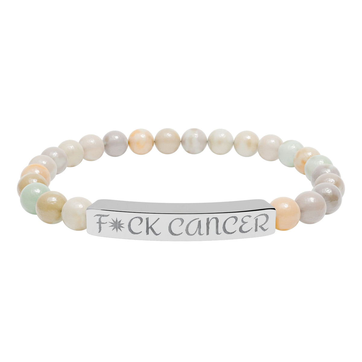 Engraved "F*ck Cancer" Natural Stone Stretch Bracelet