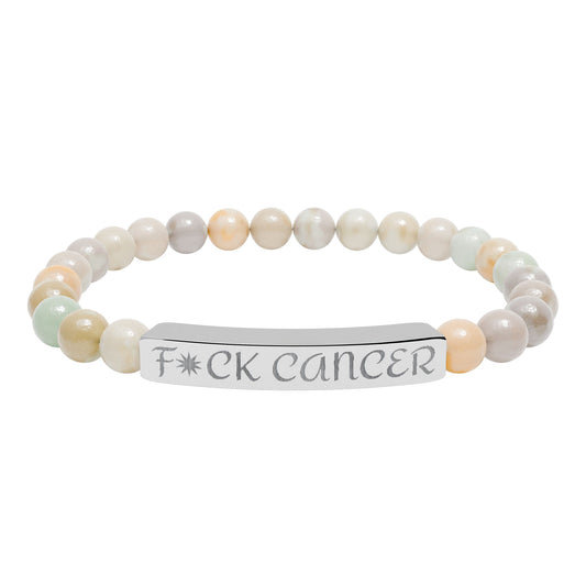 Engraved "F*ck Cancer" Natural Stone Stretch Bracelet