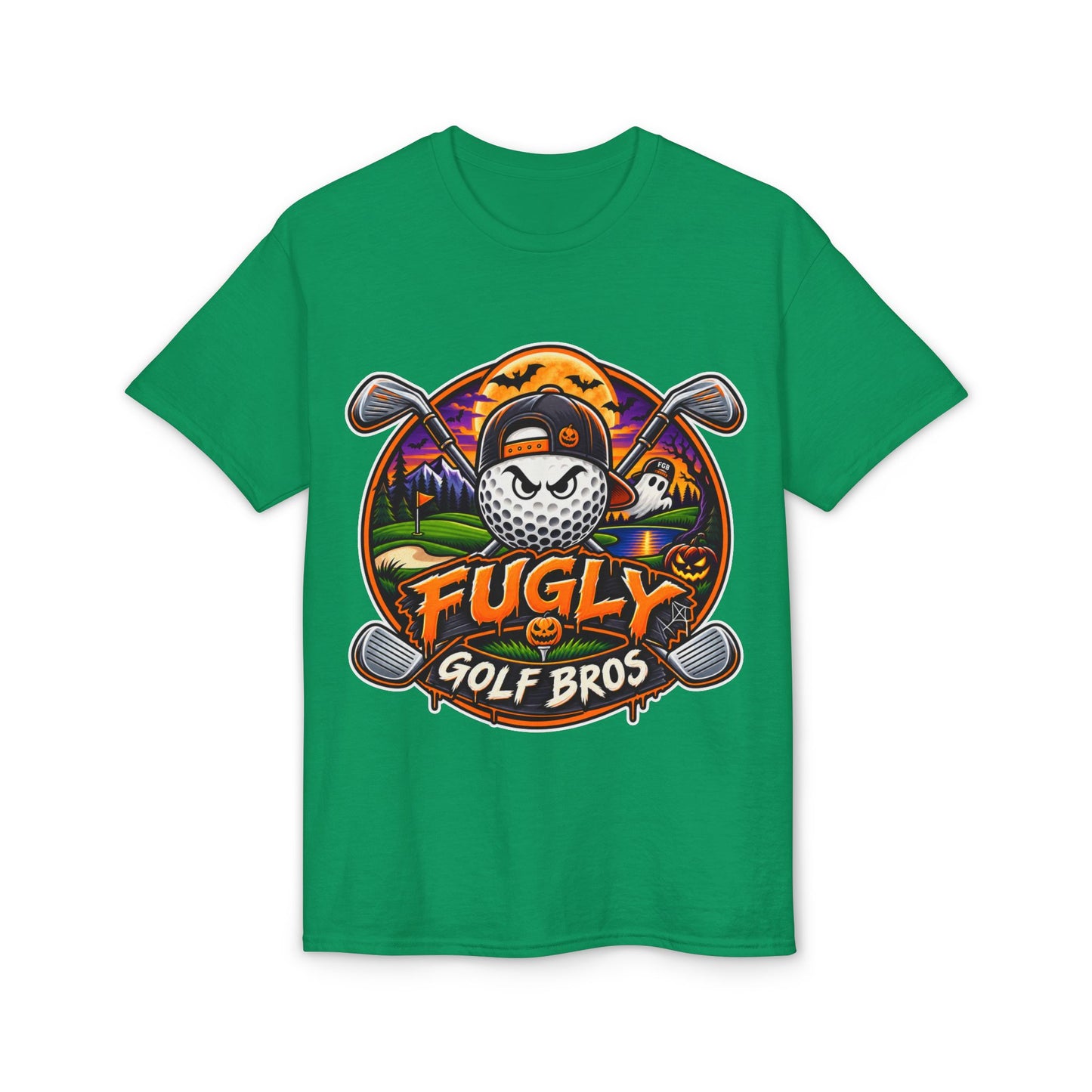 Fugly Golf Bros Graphic T-Shirt — Halloween Golf Skull Design