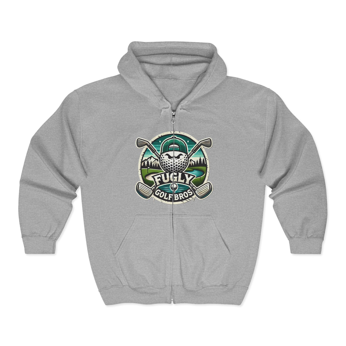 Golf Bros Full-Zip Hoodie — “Fugly” Vintage Golf Club Design