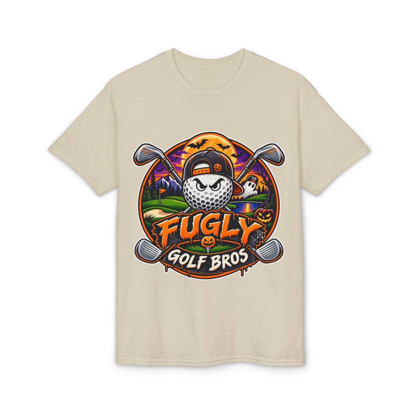 Fugly Golf Bros Graphic T-Shirt — Halloween Golf Skull Design