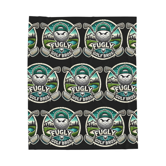 Fugly Golf Bros Velveteen Plush Blanket — Cozy Golf Logo Throw for Fans & Gifts