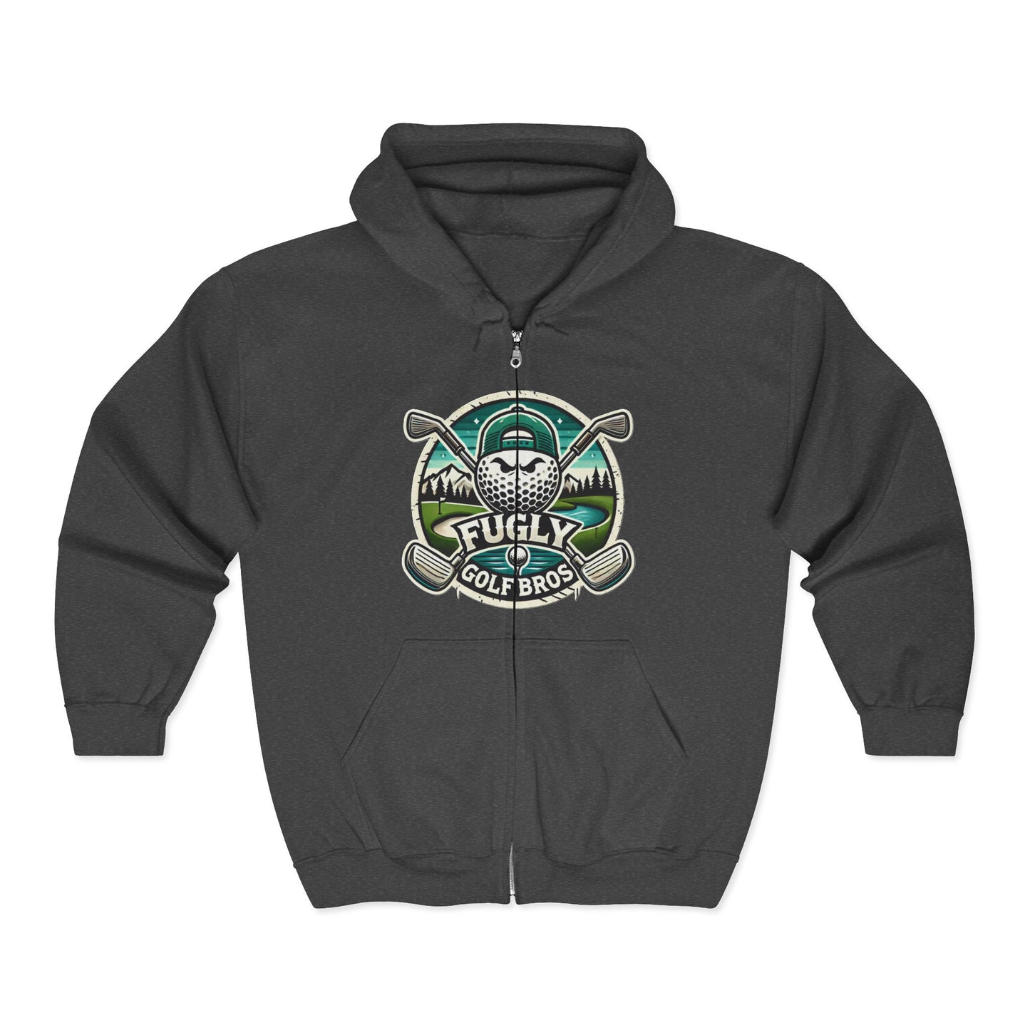 Golf Bros Full-Zip Hoodie — “Fugly” Vintage Golf Club Design