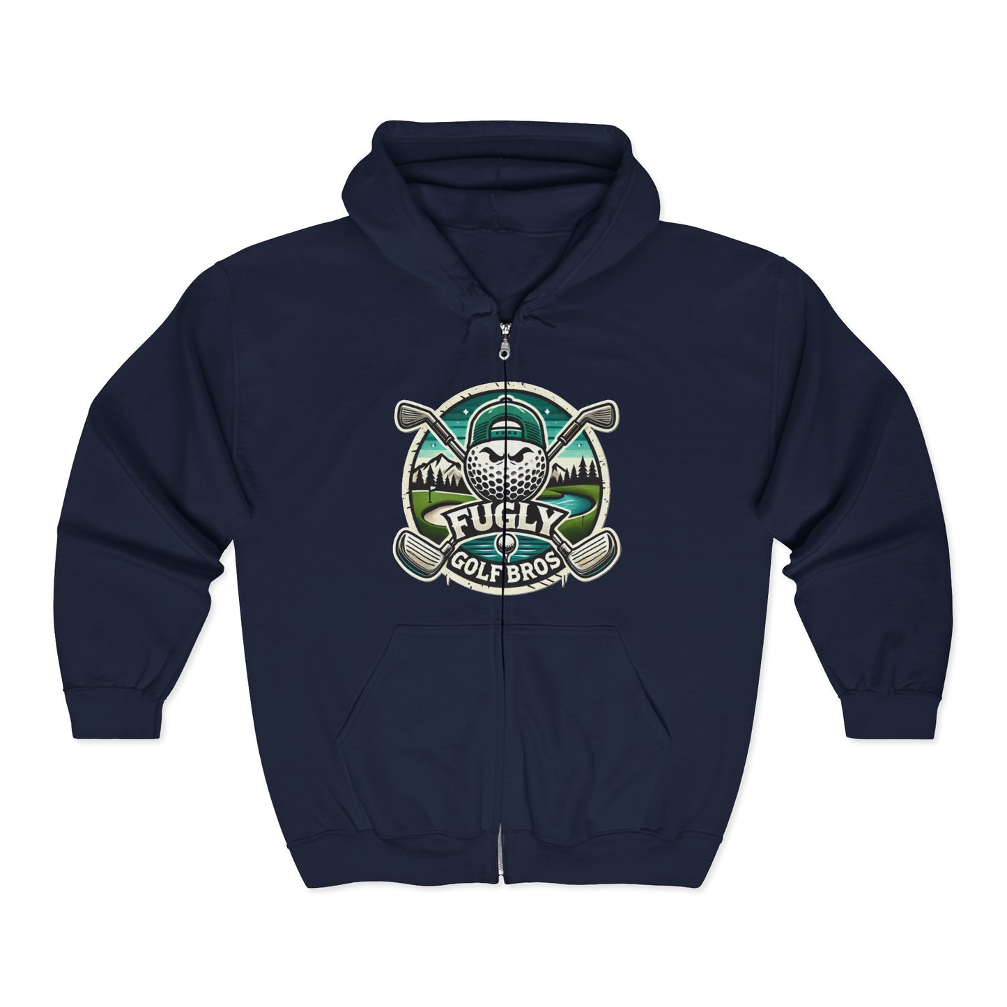 Golf Bros Full-Zip Hoodie — “Fugly” Vintage Golf Club Design