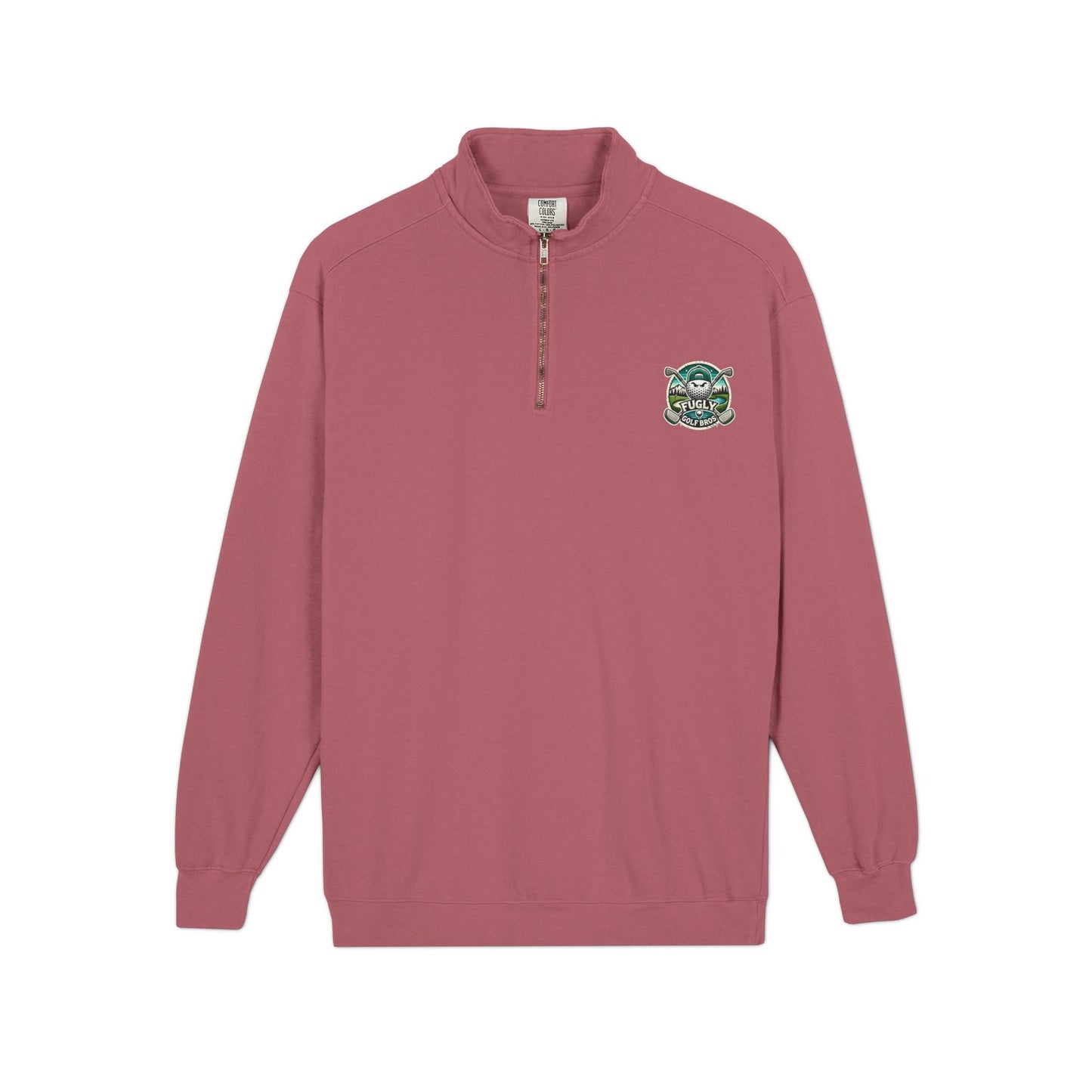 Quarter-Zip Sweatshirt — Retro Green 'Cursed Crew' Patch Design