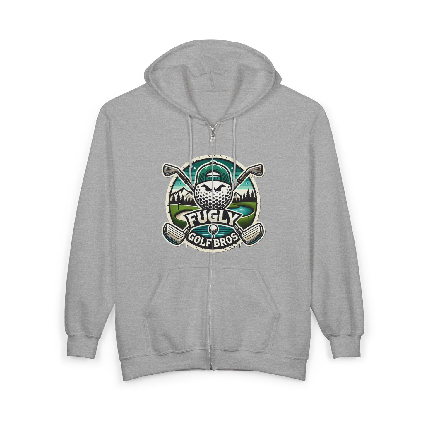 Golf Bros Full-Zip Hoodie — “Fugly” Vintage Golf Club Design