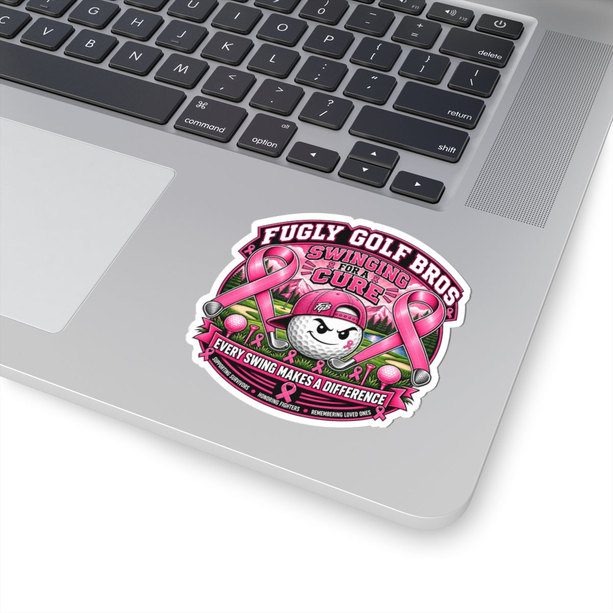 Breast Cancer Awareness Golf Sticker — "Fugly Golf Bros: Swinging for a Cure" Kiss-Cut