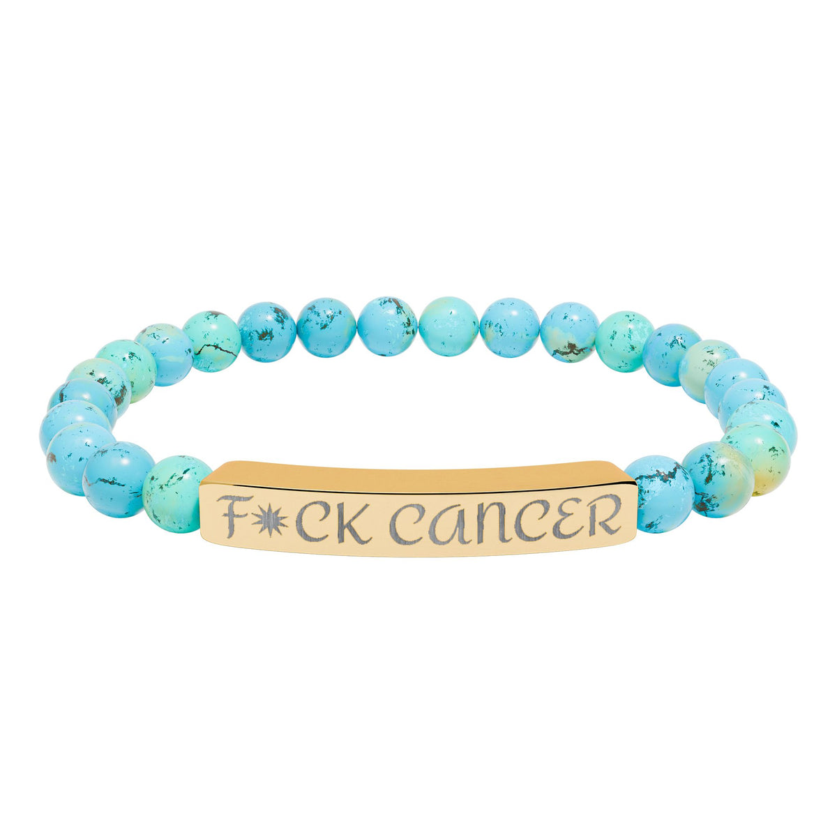 Engraved "F*ck Cancer" Natural Stone Stretch Bracelet