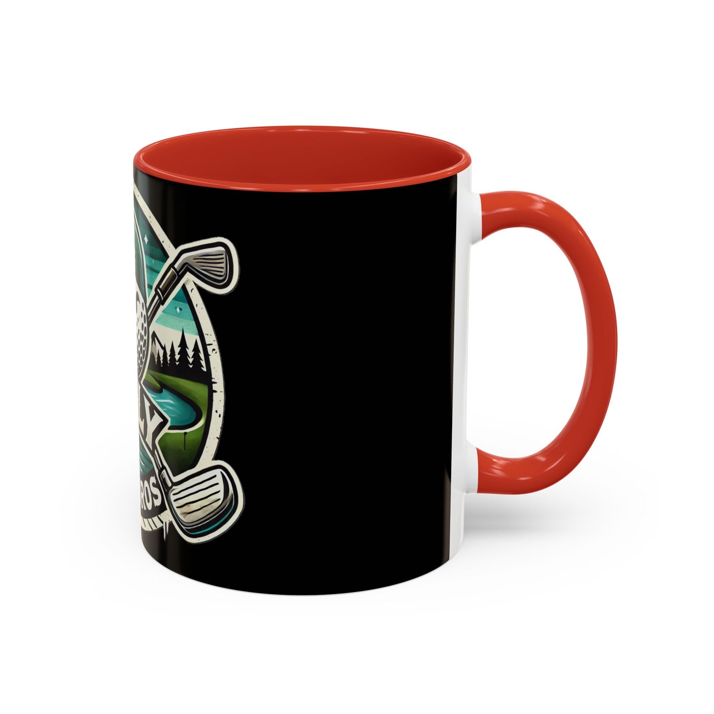 Fugly Golf Bros Accent Coffee Mug — Funny Golf Ball Logo 11/15oz