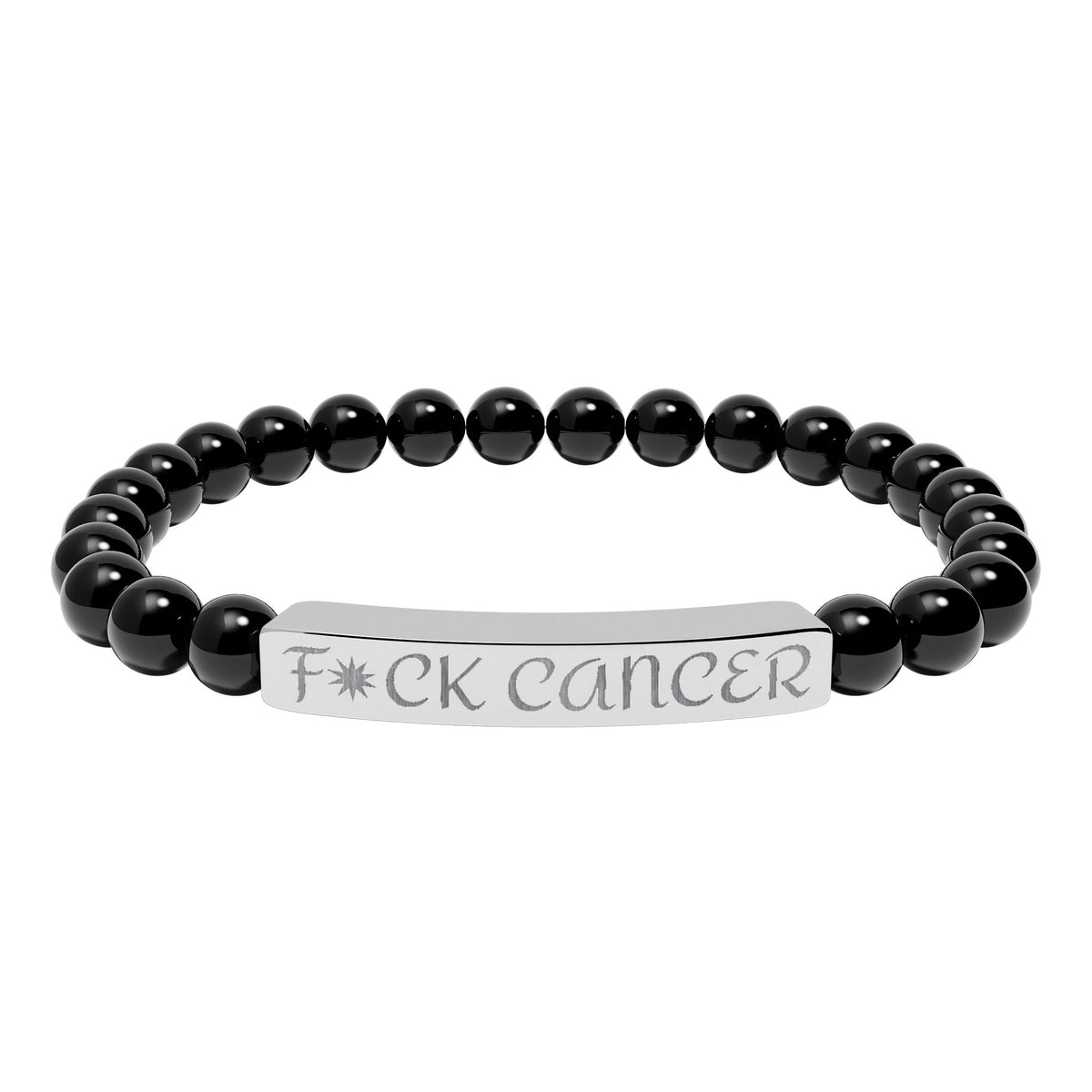 Engraved "F*ck Cancer" Natural Stone Stretch Bracelet