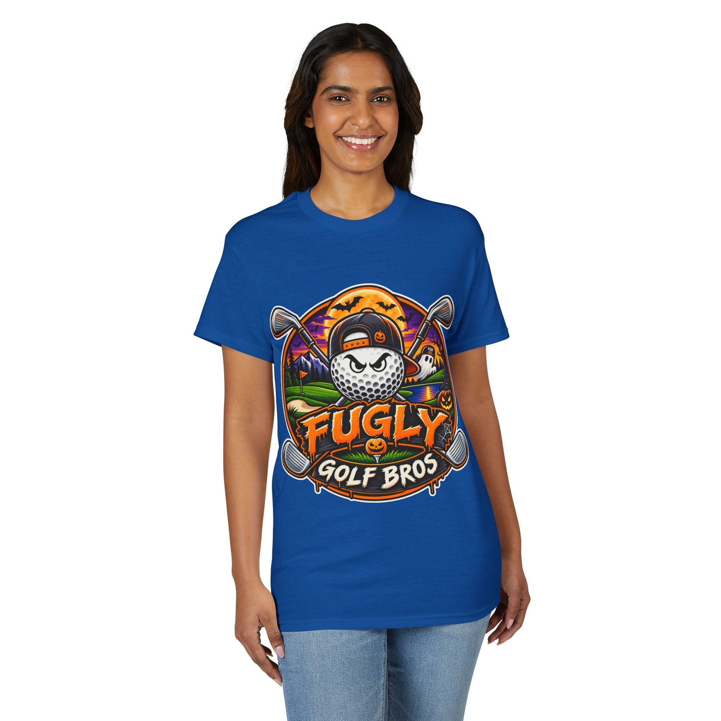 Fugly Golf Bros Graphic T-Shirt — Halloween Golf Skull Design