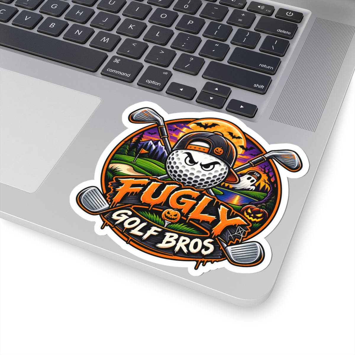 Fugly Golf Bros Halloween Sticker — Funny Golf Ball Logo Kiss-Cut Decal