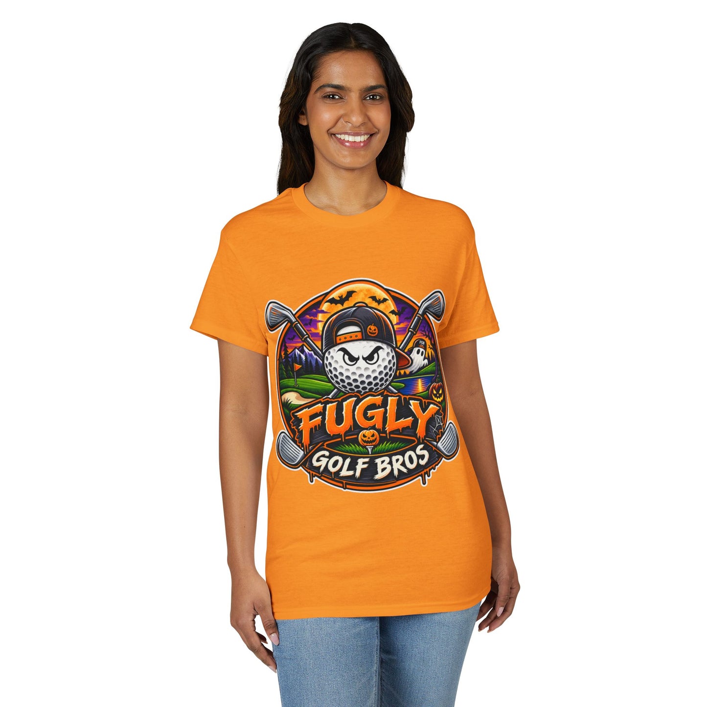 Fugly Golf Bros Graphic T-Shirt — Halloween Golf Skull Design