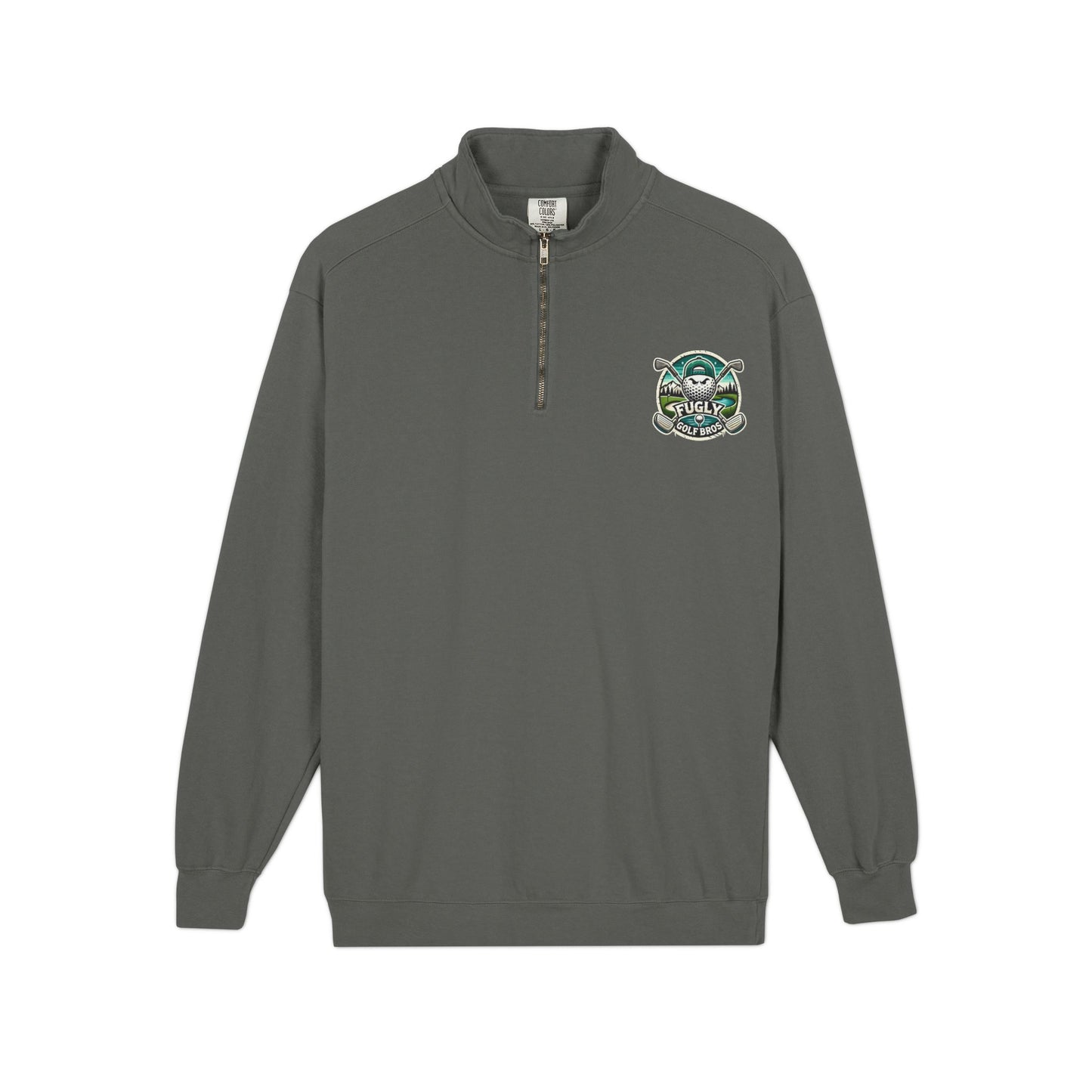 Turtle Crewneck Quarter‑Zip Sweatshirt — Vintage Green Coastal Graphic