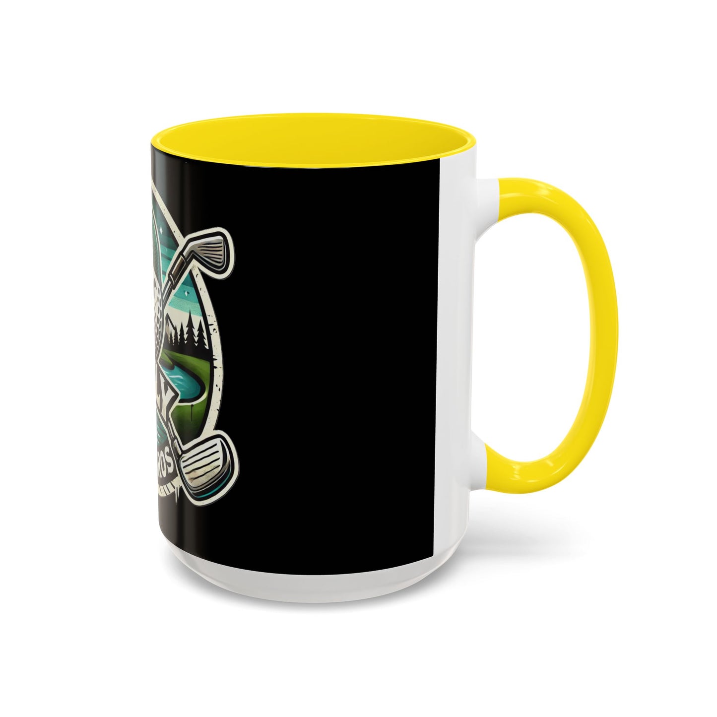 Fugly Golf Bros Accent Coffee Mug — Funny Golf Ball Logo 11/15oz